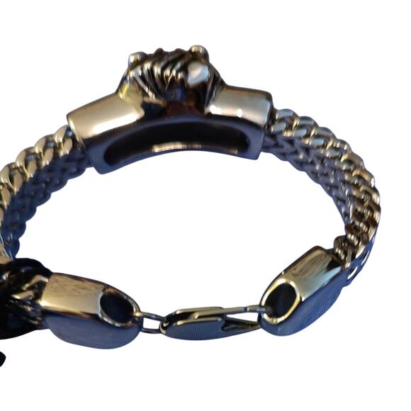 ANTHONY JACOBS Men's Stainless Steel Lion Head Box Chain Bracelet NEW - Picture 4 of 4